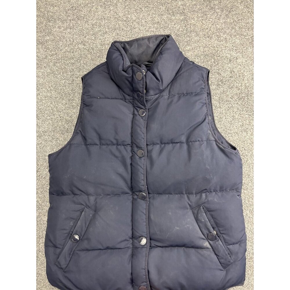 J.Crew Vest Womens S Blue Down Puffer Quilted Snap Zip Pockets Insulated Warm